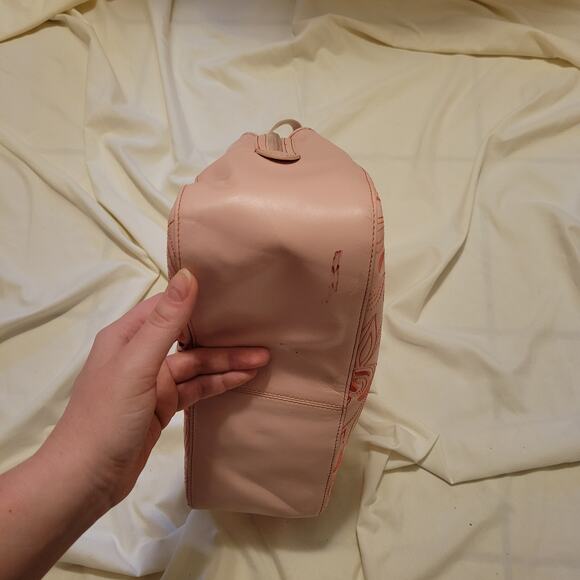 Cole Haan Pink Leather Embroidered Floral Woman's Handbag Y2K - Picture 3 of 8